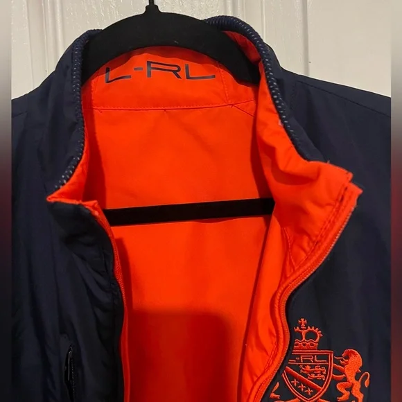Lauren Ralph Lauren L Womens Crest Reversible Golf Vest Blue Orange Embroidered - Picture 6 of 15